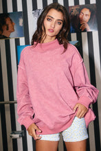 Load image into Gallery viewer, Vintage Wash Print Mock Neck Oversized Sweatshirt