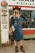 Load image into Gallery viewer, Denim Dress With Suede Yokes