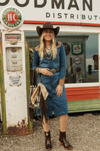Load image into Gallery viewer, Denim Dress With Suede Yokes