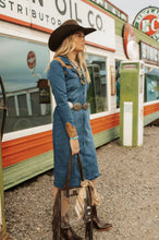 Load image into Gallery viewer, Denim Dress With Suede Yokes