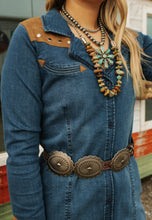 Load image into Gallery viewer, Denim Dress With Suede Yokes
