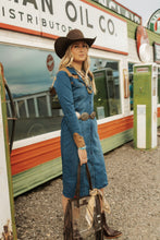 Load image into Gallery viewer, Denim Dress With Suede Yokes