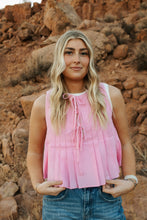 Load image into Gallery viewer, Bubblegum pink front tie tank
