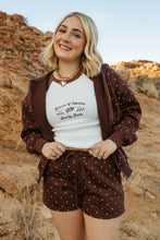 Load image into Gallery viewer, Brown Bambi Polkadot Zip Up Hoodie
