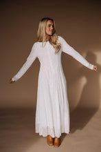 Load image into Gallery viewer, The Avery white front zip Temple dress
