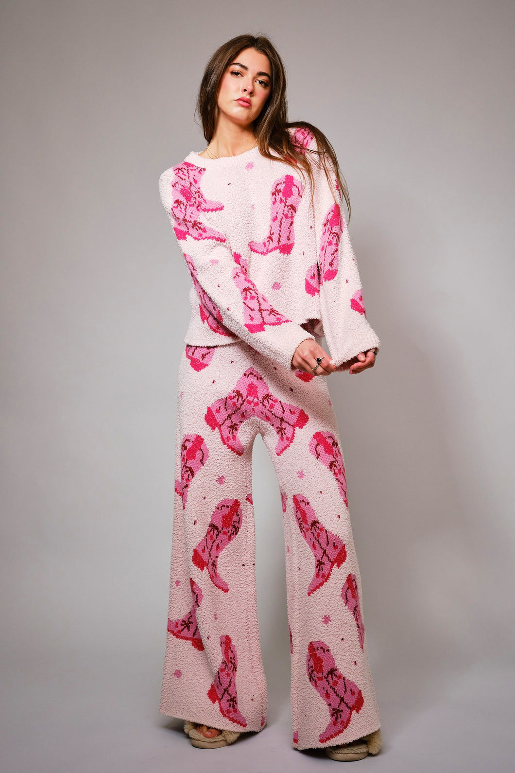 Boots Print Cozy Sweater Set