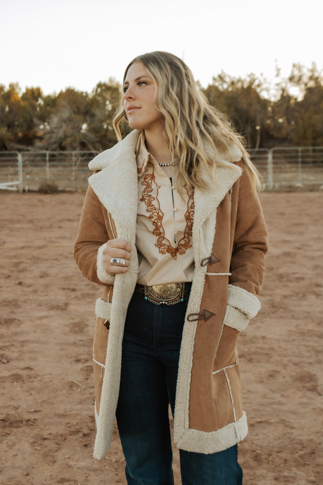 Microsuede long berber coat