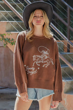 Load image into Gallery viewer, howdy cowgirl coffee brown sweater
