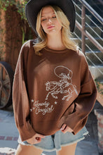 Load image into Gallery viewer, howdy cowgirl coffee brown sweater
