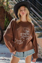Load image into Gallery viewer, howdy cowgirl coffee brown sweater

