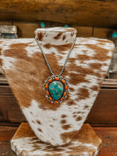 Load image into Gallery viewer, Genuine Navajo 18&quot; Necklace W/ Turquoise and Orange Pendant

