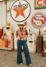 Load image into Gallery viewer, Wrangler Rose Gold Tie Neck Top
