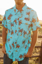 Load image into Gallery viewer, Turquoise Palm Tree Button Up
