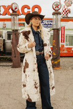 Load image into Gallery viewer, Cow Print Long Fur Coat

