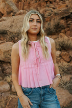 Load image into Gallery viewer, Bubblegum pink front tie tank

