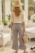 Load image into Gallery viewer, Gingham Casual Ruffled Hem Cropped Pant
