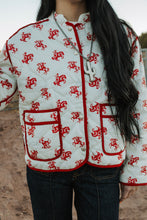 Load image into Gallery viewer, Red western print quilted jacket
