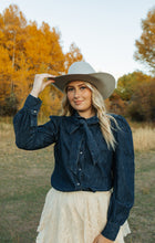 Load image into Gallery viewer, Ariat Puff Sleeve Denim Tie Shirt
