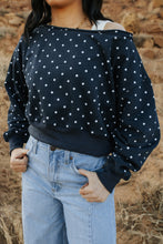 Load image into Gallery viewer, Polka Dot Off Shoulder Sweatshirt
