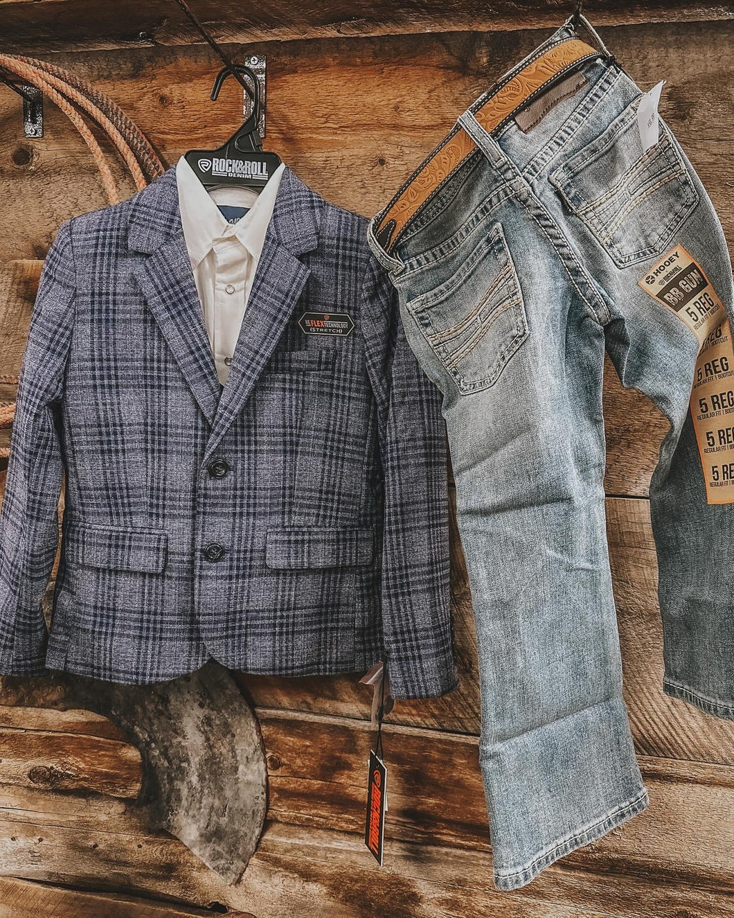 Boys Plaid Blue Sports Coat