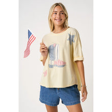 Load image into Gallery viewer, Butter yellow boot patchwork oversized shirt
