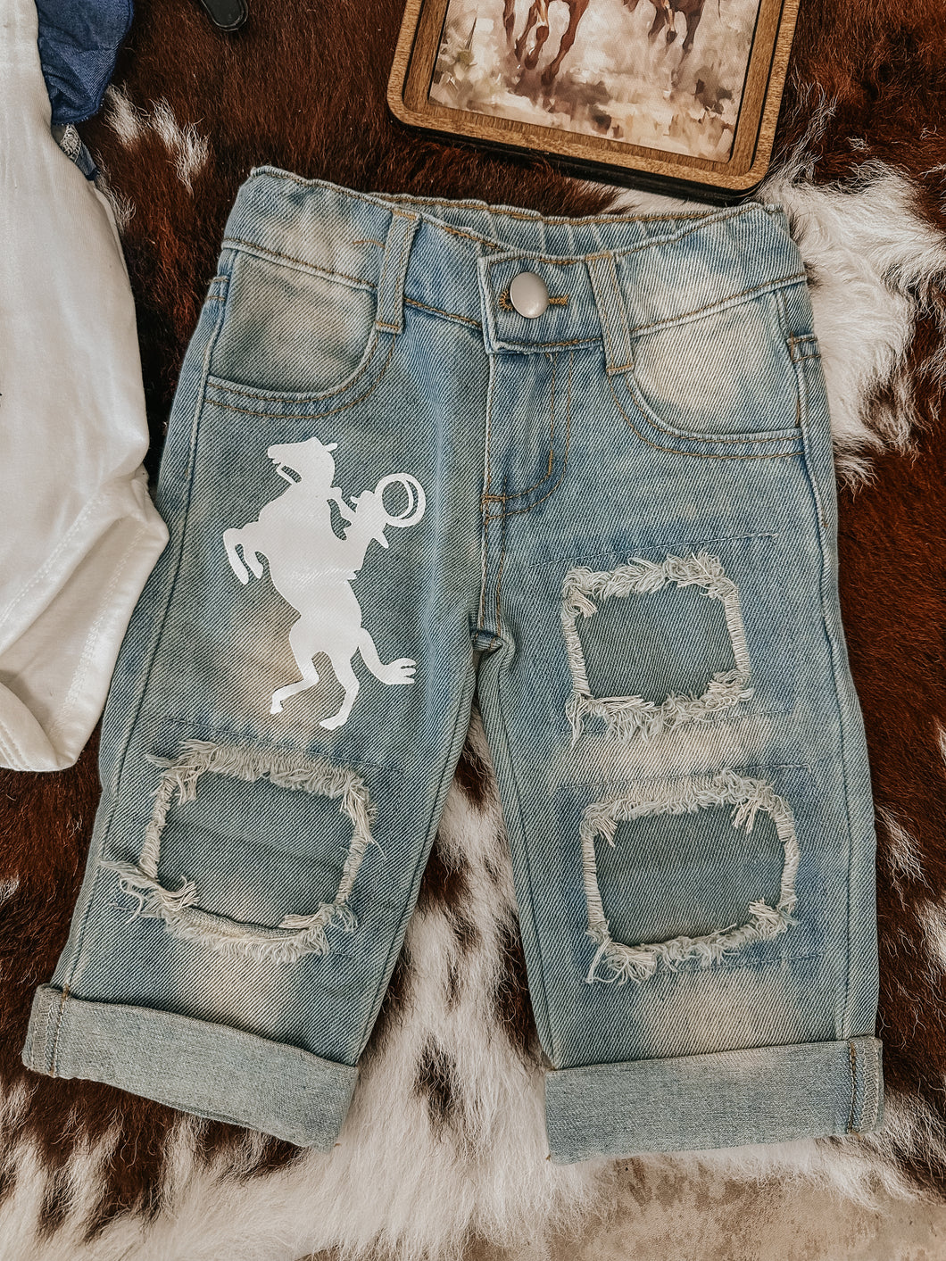 Bucking Horse Denim Cuffed cropped jeans