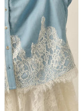 Load image into Gallery viewer, denim and lace long sleeve

