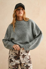 Load image into Gallery viewer, Round Neck Grey cropped sweater
