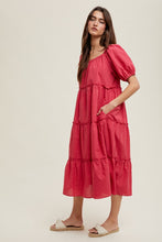 Load image into Gallery viewer, Gingham Tiered Midi Dress
