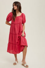 Load image into Gallery viewer, Gingham Tiered Midi Dress
