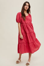 Load image into Gallery viewer, Gingham Tiered Midi Dress
