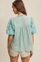 Load image into Gallery viewer, Shaggy Fringed Textured Puff Sleeve Blouse
