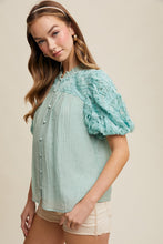 Load image into Gallery viewer, Shaggy Fringed Textured Puff Sleeve Blouse
