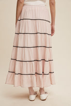 Load image into Gallery viewer, Crochet Trim Tiered Bohemian Maxi Skirt
