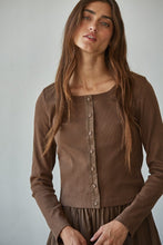 Load image into Gallery viewer, Sweet Emma Cardigan Chocolate Top
