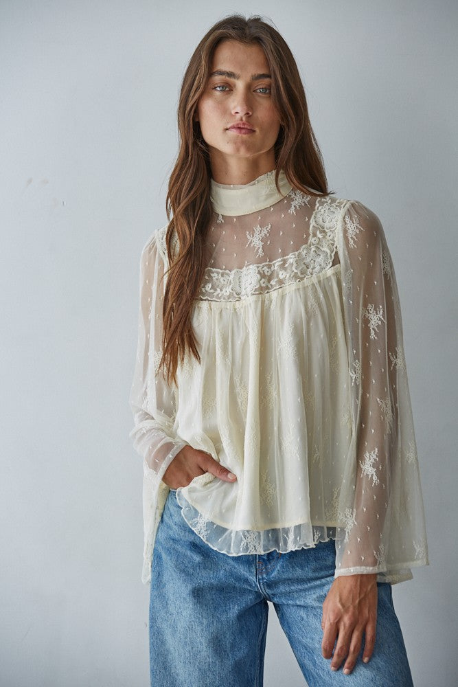 Fairy Kissed Mock Lace Top