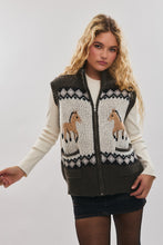 Load image into Gallery viewer, Front Zip horse Sweater Vest
