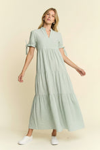 Load image into Gallery viewer, Pastel Green Striped Tiered Maxi Dress
