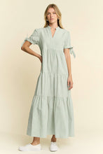 Load image into Gallery viewer, Pastel Green Striped Tiered Maxi Dress
