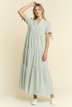 Load image into Gallery viewer, Pastel Green Striped Tiered Maxi Dress
