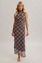 Load image into Gallery viewer, plaid printed mesh mock neck dress
