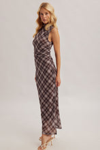 Load image into Gallery viewer, plaid printed mesh mock neck dress
