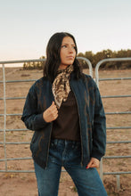 Load image into Gallery viewer, Dark Vintage Denim Embroidered Bomber Jacket
