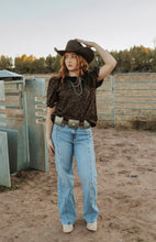 Load image into Gallery viewer, cheetah print top with tie sleeves
