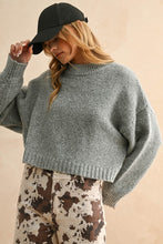 Load image into Gallery viewer, Round Neck Grey cropped sweater
