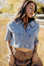 Load image into Gallery viewer, Cropped Denim Top in Faded Cloud
