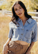 Load image into Gallery viewer, Cropped Denim Top in Faded Cloud
