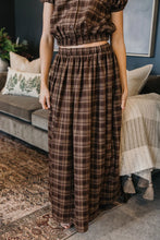 Load image into Gallery viewer, Gathered Midi Skirt In Winter Hearth Plaid
