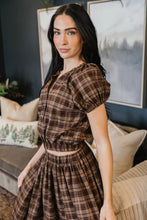Load image into Gallery viewer, Gathered Hem Top in Winter Hearth Plaid

