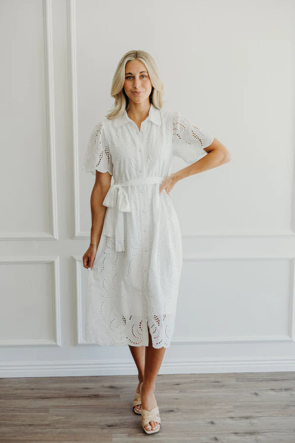 The Cosette In White Eyelet Dress